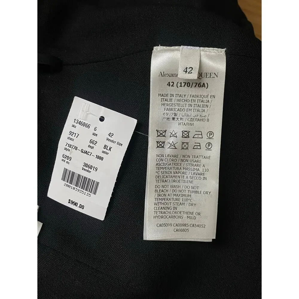 NWT ALEXANDER MCQUEEN Side Slit Mini Skirt In Black Size 42 IT, 6 US brand new - Picture 6 of 8
